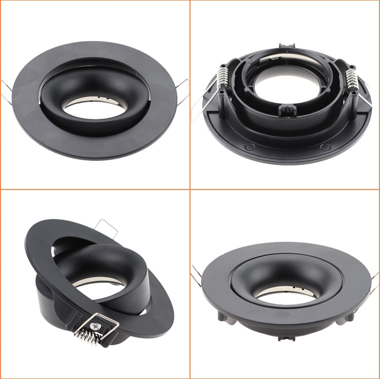 Cutout 90mm Black White Adjustable LED Spot Light Frame Holder GU10 MR16 Retrofit Kit Round Square Led Downlight Fixture Fitting