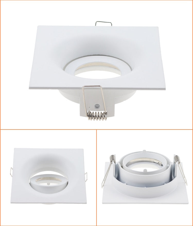 Cutout 90mm Black White Adjustable LED Spot Light Frame Holder GU10 MR16 Retrofit Kit Round Square Led Downlight Fixture Fitting