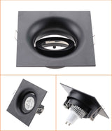 Cutout 90mm Black White Adjustable LED Spot Light Frame Holder GU10 MR16 Retrofit Kit Round Square Led Downlight Fixture Fitting
