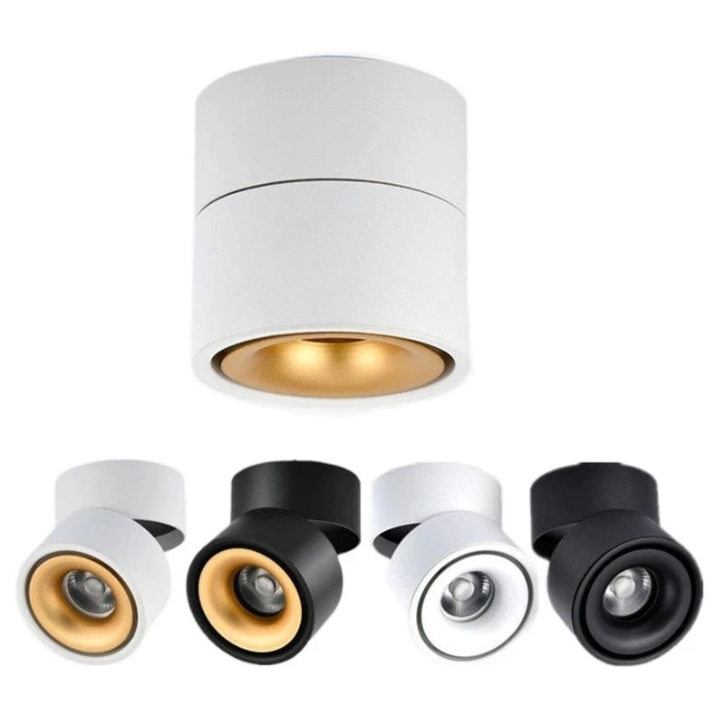 Dimmable COB LED Downlights Surface Mounted LED Ceiling Lamps 7W/10W/15W/18W Foldable And 360° Rotatable Background Spot lights