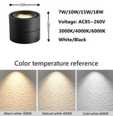 Dimmable COB LED Downlights Surface Mounted LED Ceiling Lamps 7W/10W/15W/18W Foldable And 360° Rotatable Background Spot lights