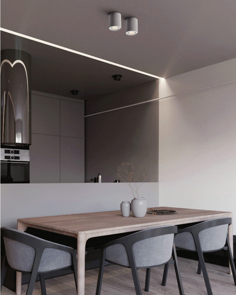 Adjustable LED Round Surface Mounted Trimless Downlight GU10 Fixture Cylinder Ceiling Down Spot Light Bedroom Lamp GU 10 Fitting