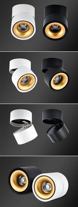 Dimmable COB LED Downlights Surface Mounted LED Ceiling Lamps 7W/10W/15W/18W Foldable And 360° Rotatable Background Spot lights