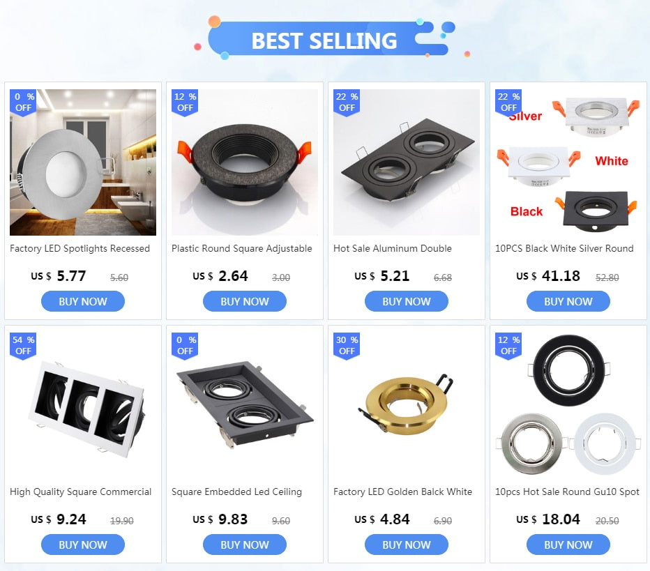 Round Metal Recessed LED Ceiling Light Frames MR16 GU10 10pcs Bulb Fixtures Downlight Holder GU10 Spot Light Fitting For Housing