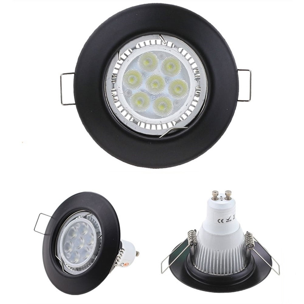 Black White Round Recessed LED Ceiling Light Frame MR16 GU10 Bulb Fixture Downlight Holder GU10 Spot Light Fitting For Housing