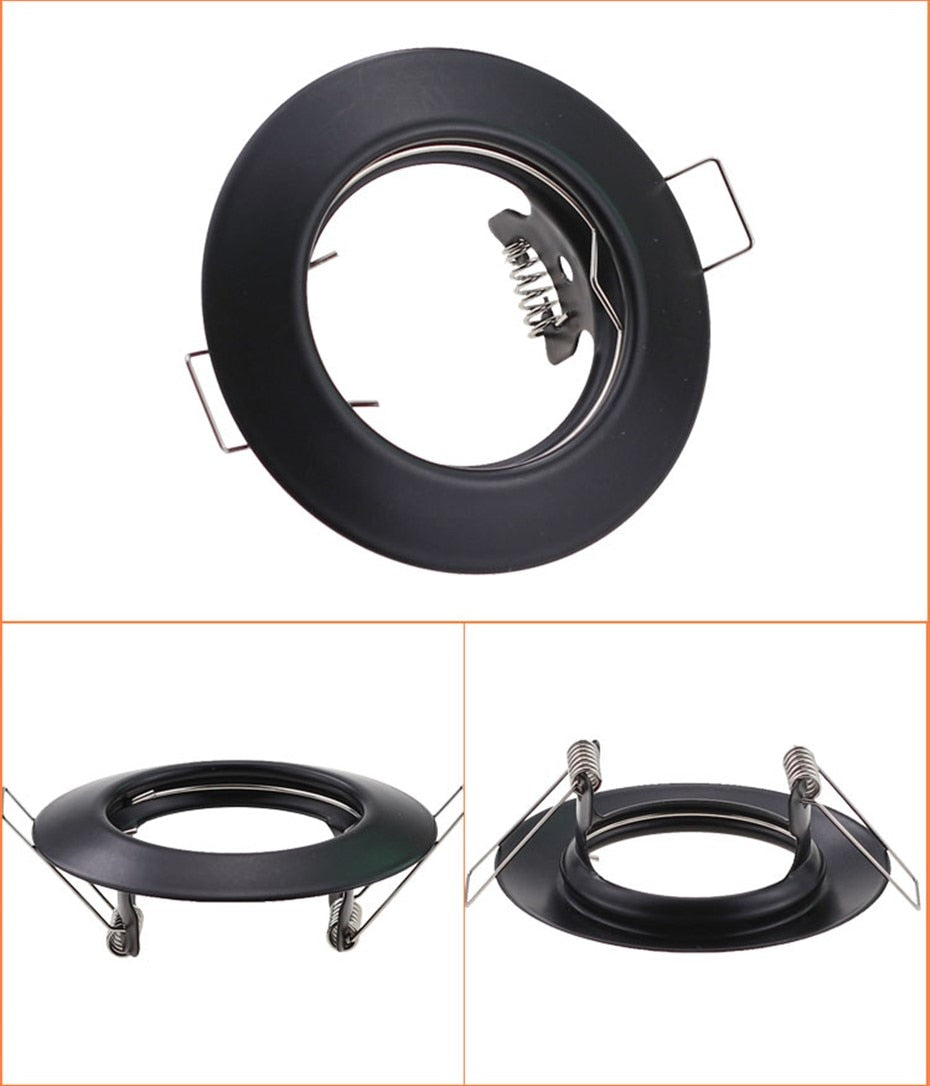 Black White Round Recessed LED Ceiling Light Frame MR16 GU10 Bulb Fixture Downlight Holder GU10 Spot Light Fitting For Housing