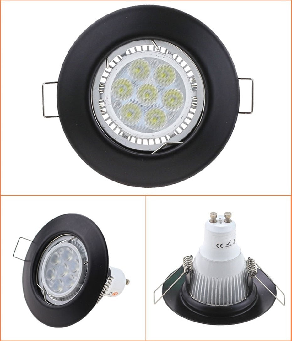 Black White Round Recessed LED Ceiling Light Frame MR16 GU10 Bulb Fixture Downlight Holder GU10 Spot Light Fitting For Housing