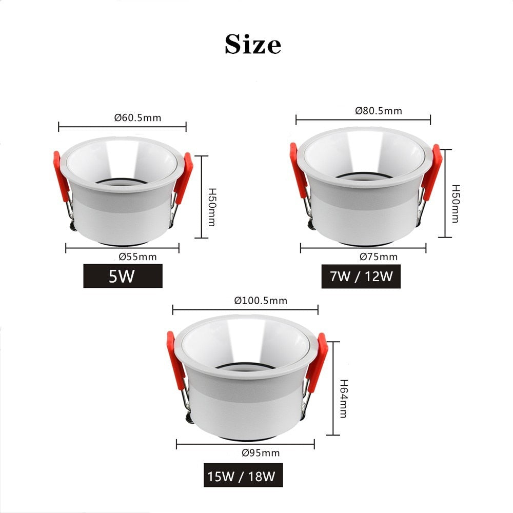 Dimmable Led Downlights Led Spot Light Lamp 220V 110V 12W 18W  Downlight Ceiling Spot Led Lighting Fixture for Home Kitchen Lamp