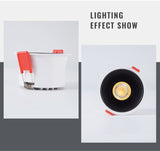 Round Anti-Glare Led COB  Recessed Downlights 7w 12w 15w Dimmable 110v 220v Ceiling Lamp Spotlights for Indoor Lighting