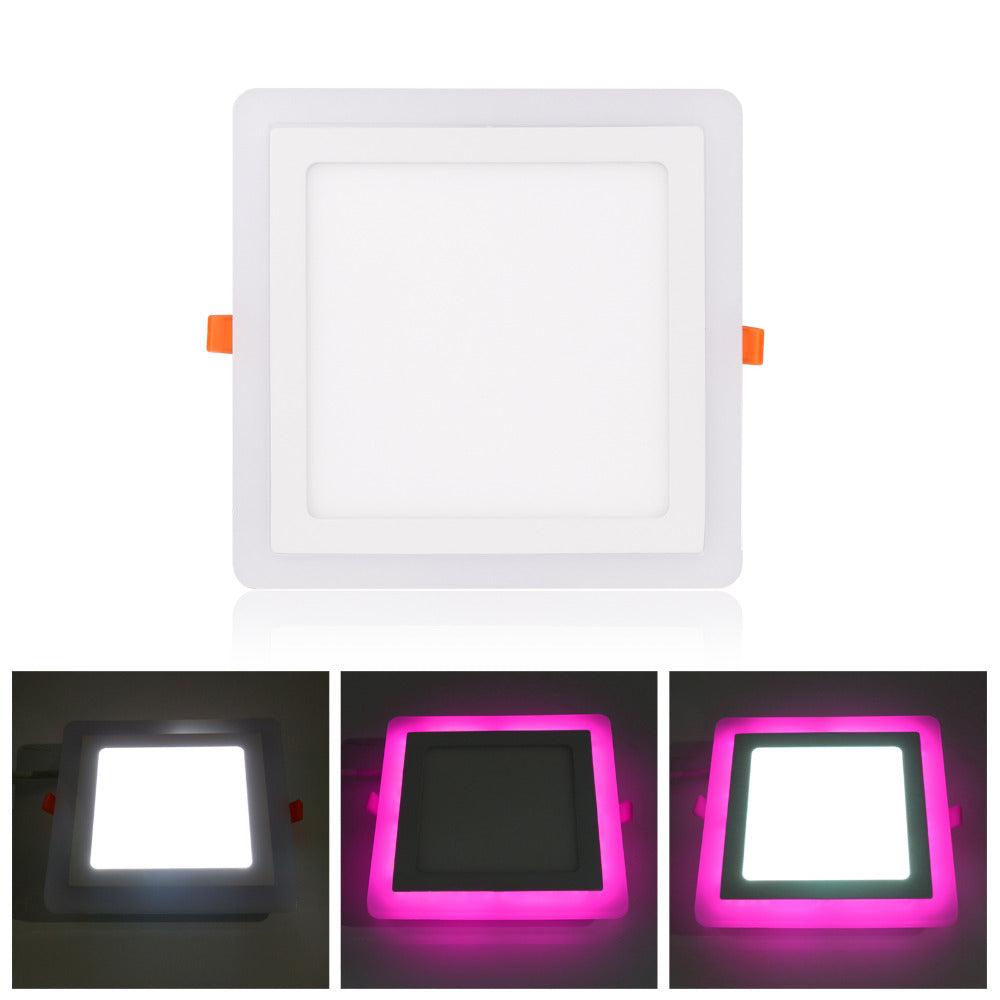 LED Panel Light 6W 9W 18W 24W Square Concealed Dual Color Cool White+Blue/Red/Pink/RGB Lamp Downlight AC100-265V