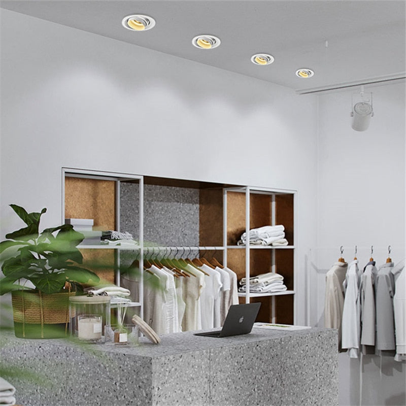 Zoom Beam Angle Adjustable 15/45/60 Degrees LED COB Recessed Downlight 10W 12W 15W  LED Ceiling Spot Light for Picture Background