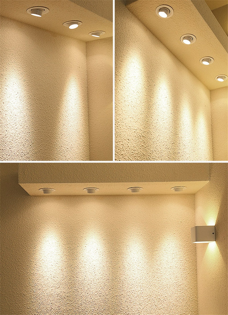 Zoom Beam Angle Adjustable 15/45/60 Degrees LED COB Recessed Downlight 10W 12W 15W  LED Ceiling Spot Light for Picture Background