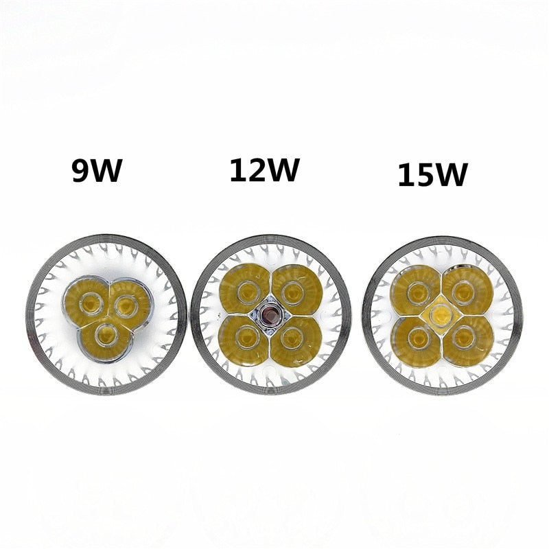 Super Bright 9w 12w 15w GU10 10X LED Bulbs Light 110v 220v Dimmable Led Spotlights warm / Cool White GU10 base LED downlight