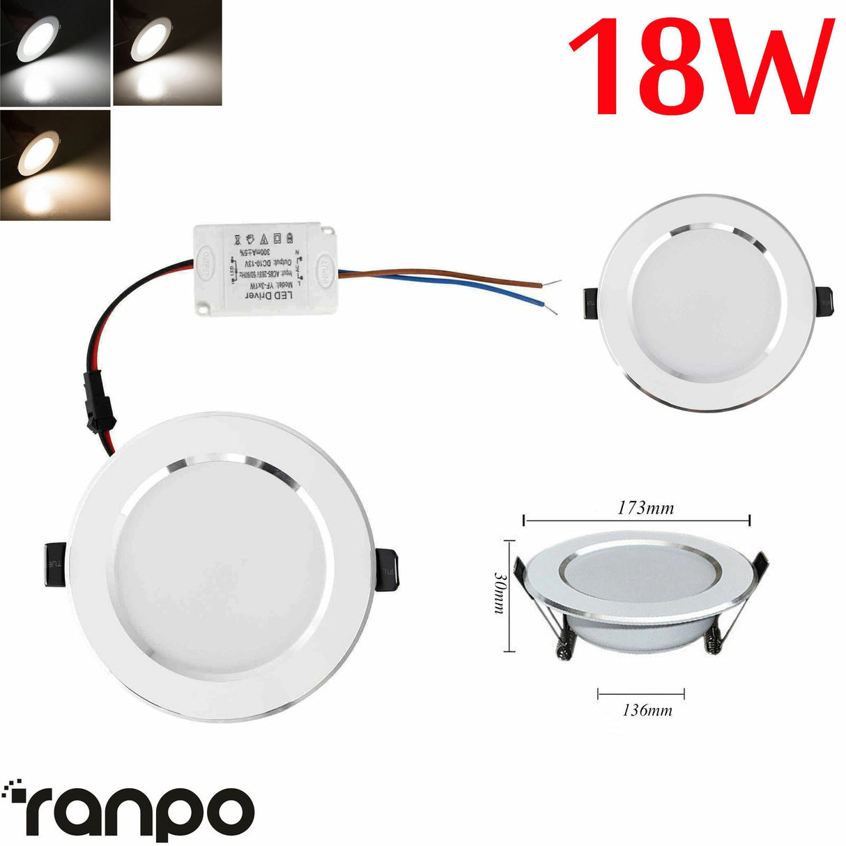 Dimmable LED Downlight Panel Recessed Ceiling Light 3W 5W 7W 9W 12W 15W 18W Bulb Bedroom Kitchen Indoor LED Spot Light 110V 220V