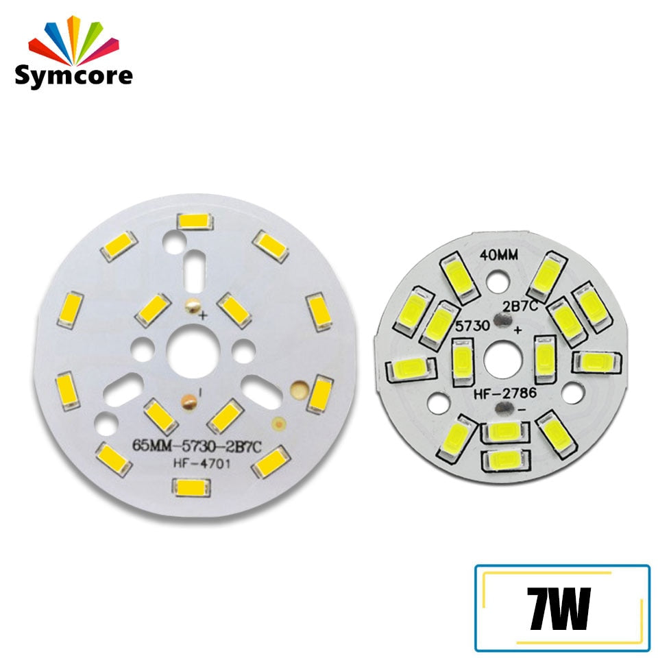 LED SMD5730 PCB Lamp Bead Plate 7W Watt 40MM 58MM 65MM 10PCS Downlight Bulb Light Source Board Lamp Chip Accessories