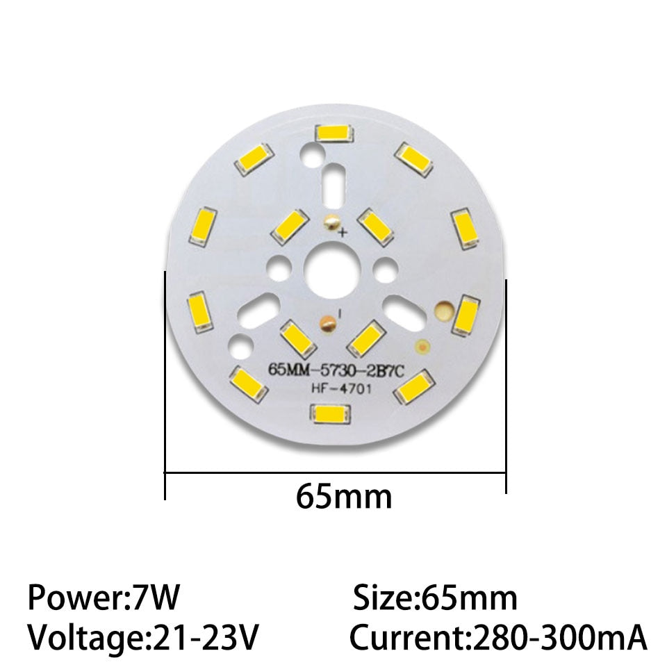 LED SMD5730 PCB Lamp Bead Plate 7W Watt 40MM 58MM 65MM 10PCS Downlight Bulb Light Source Board Lamp Chip Accessories