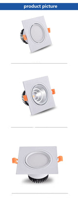 Square LED COB Spot lights Ceiling lamp Dimmable 9W 12W 15W 18W 20W recessed Downlights LED Panel light indoor lighting