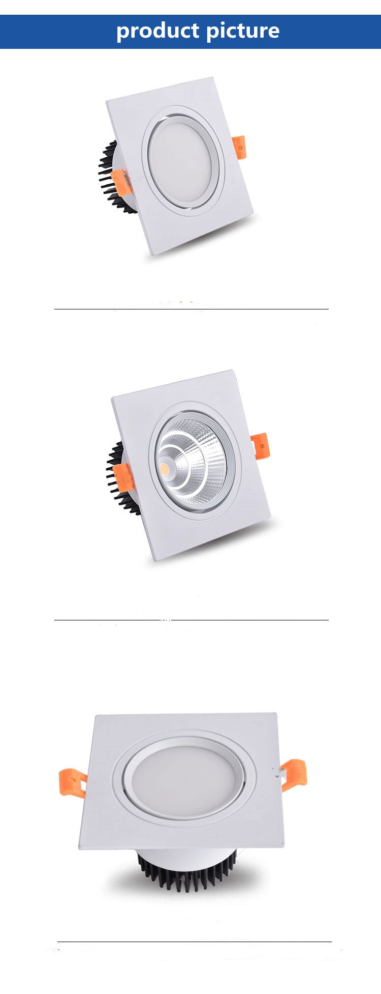 Square LED COB Spot lights Ceiling lamp Dimmable 9W 12W 15W 18W 20W recessed Downlights LED Panel light indoor lighting