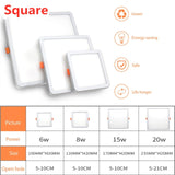 LED Panel Light 6W 8W 15W 20W Round Square Spot light AC85~265V ceiling light Indoor Recessed Downlight Down Light Home Decor