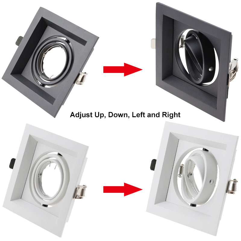 Square Double Ring Downlight Anti-glare LED 105mm 2pcs Cut Hole Recessed Ceiling Spot Lamp Frame GU10 Bulb Replaceable