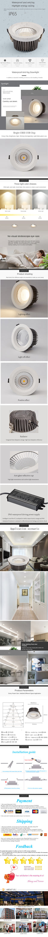 Led downlight embedded IP65 waterproof and fog proof hotel kitchen light bathroom toilet waterproof downlight