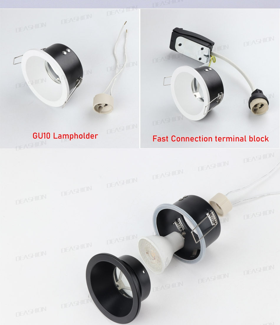 IP65 Round Deep Fire-Rated 5PCS Waterproof Recessed Downlight GU10 MR16 Fitting Matt Black White Bathroom Ceiling Spot Light