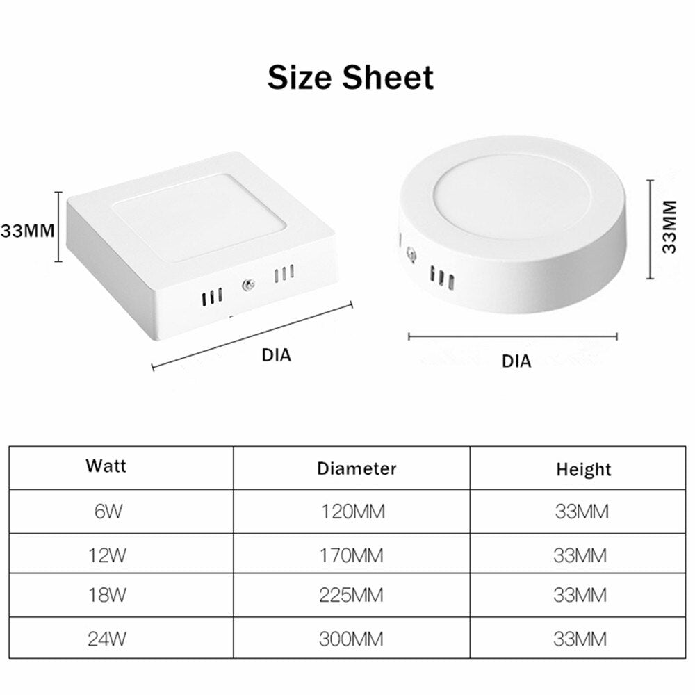 LED Ceiling Light 110V 220V Indoor Modern Light Fixture Surface Mounted Ceiling Lamp 6W 12W 18W Round Square Indoor Panel Light