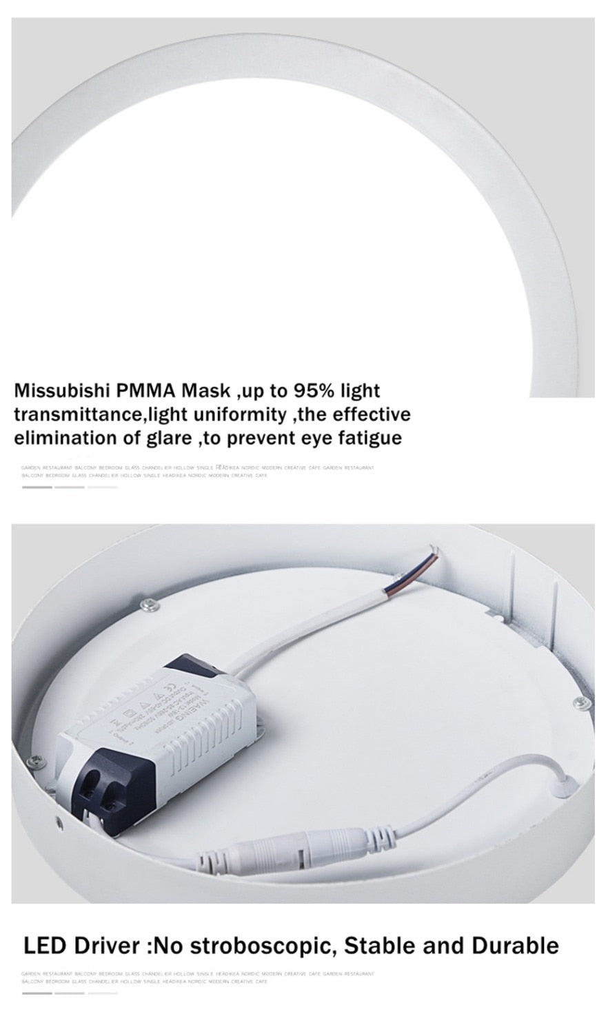 LED Ceiling Light 110V 220V Indoor Modern Light Fixture Surface Mounted Ceiling Lamp 6W 12W 18W Round Square Indoor Panel Light