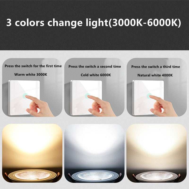Conversion LED COB Downlight 3000K 4000K 6000K 3-Color Ceiling Spot Light 5W 7W 9W 12W 15W 18W 20W Home Decorative Lighting