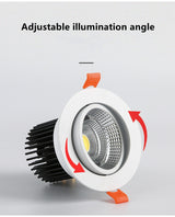 Conversion LED COB Downlight 3000K 4000K 6000K 3-Color Ceiling Spot Light 5W 7W 9W 12W 15W 18W 20W Home Decorative Lighting