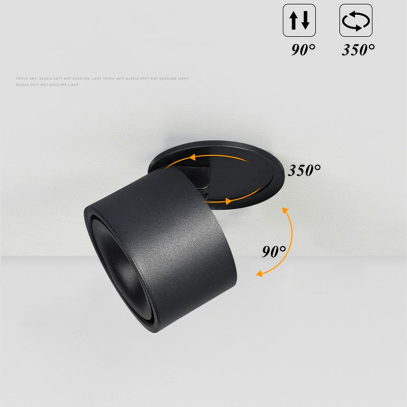 Dimmable Folding Rotating Recessed Led Downlight 7w-15W Cob Ceiling Spot Light  Adjustable 110v 220v Warm White For Living Room