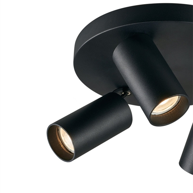 Dimmable creative three-head spotlight 7W/12W round led ceiling home living room surface mounted cob spotlight downlight