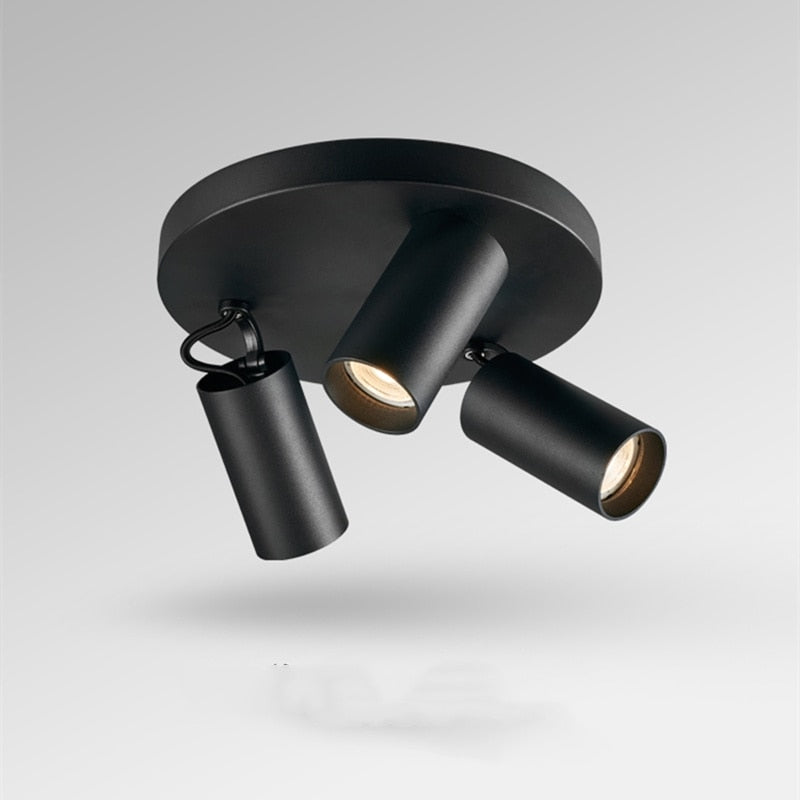 Dimmable creative three-head spotlight 7W/12W round led ceiling home living room surface mounted cob spotlight downlight