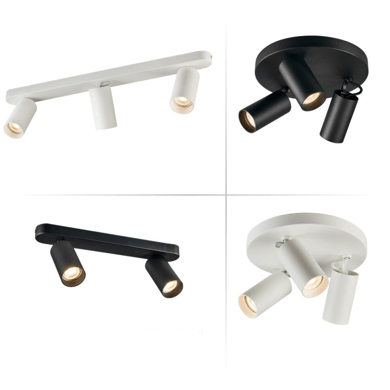 Dimmable creative three-head spotlight 7W/12W round led ceiling home living room surface mounted cob spotlight downlight