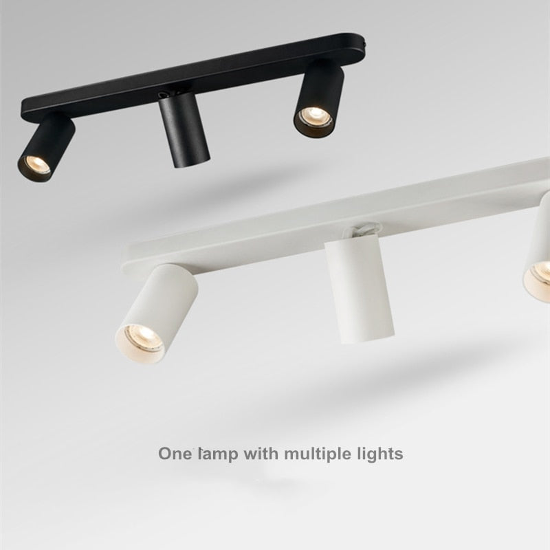 Dimmable creative three-head spotlight 7W/12W round led ceiling home living room surface mounted cob spotlight downlight