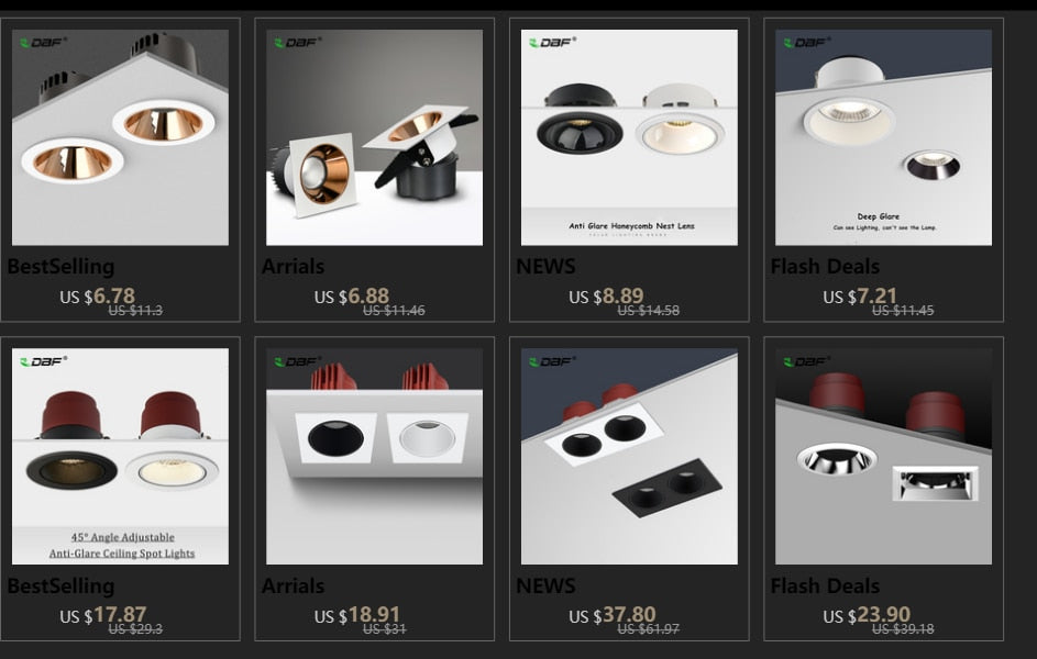 DBF 5W 7W 15W 18W No Flickering Deep Glare LED COB Recessed Downlight Angle Adjust Ceiling Spot Lights for Aisle Pic Background