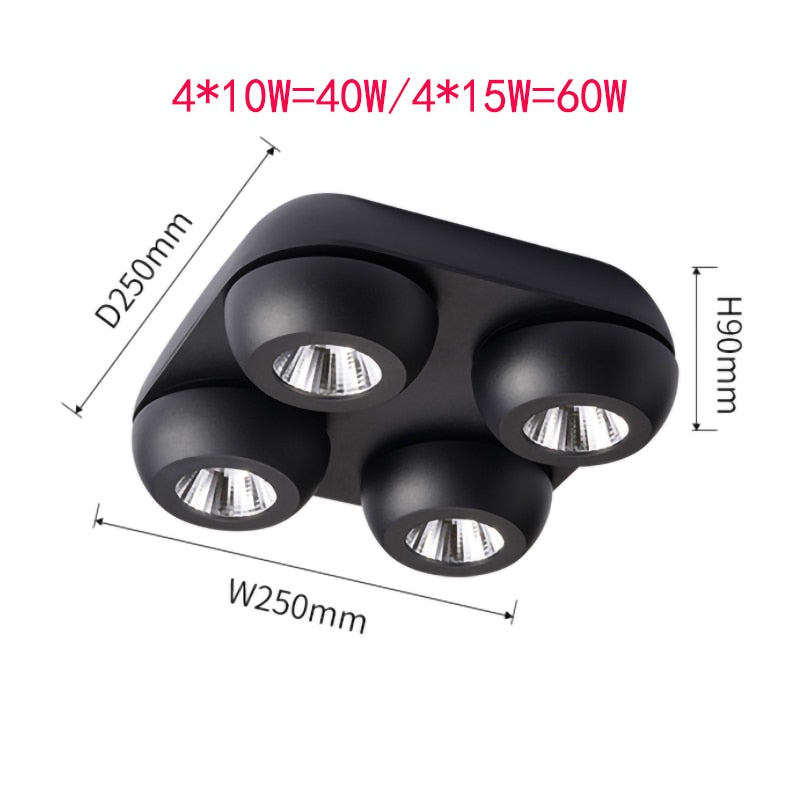 High quality super bright surface mounted LED Dimmable downlights 10W 15W 20W 30W 40W 60W AC85-265V COB ceiling lamp spot lights