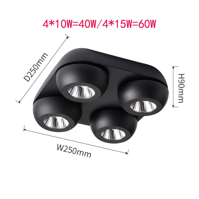 High quality super bright surface mounted LED Dimmable downlights 10W 15W 20W 30W 40W 60W AC85-265V COB ceiling lamp spot lights