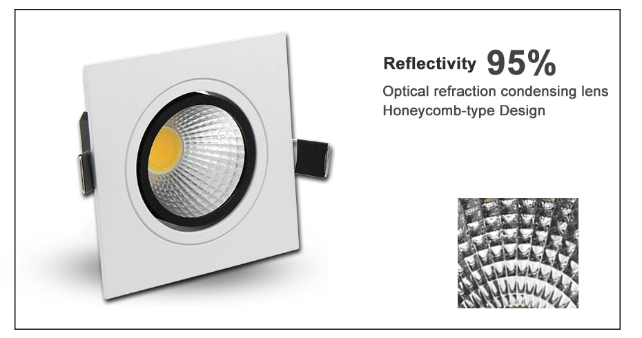 NEW Embedded COB LED Downlights Square 7W 9W 12W 15W LED Spot lamp AC85-265V LED Recessed Ceiling Lamp Warm white/Cold white
