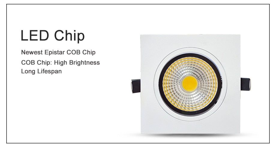 NEW Embedded COB LED Downlights Square 7W 9W 12W 15W LED Spot lamp AC85-265V LED Recessed Ceiling Lamp Warm white/Cold white