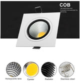 NEW Embedded COB LED Downlights Square 7W 9W 12W 15W LED Spot lamp AC85-265V LED Recessed Ceiling Lamp Warm white/Cold white