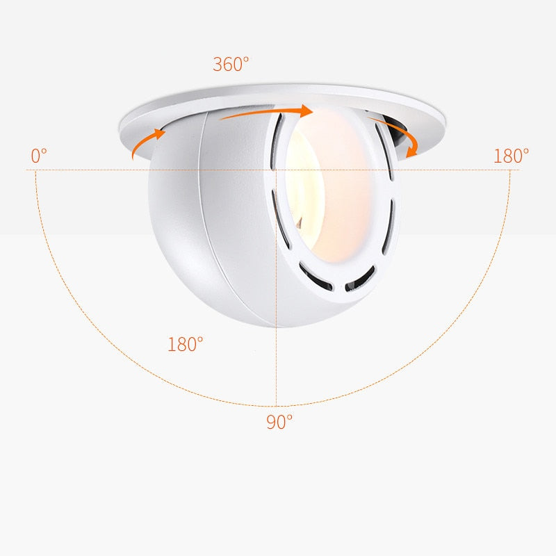 Dimmable Embedded Retractable LED COB Ceiling 7W 15w 20W 24W AC85-265V Adjustable 360 Degree LED Trunk Downlight Home Lighting