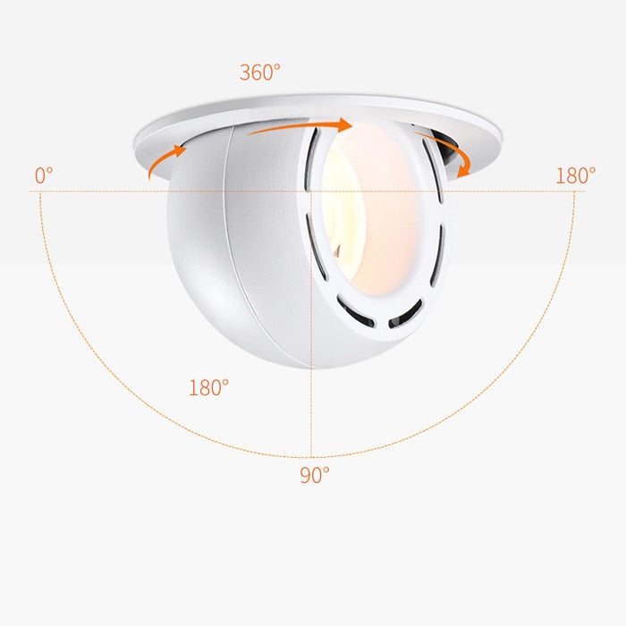 Dimmable Embedded Retractable LED COB Ceiling 7W 15w 20W 24W AC85-265V Adjustable 360 Degree LED Trunk Downlight Home Lighting