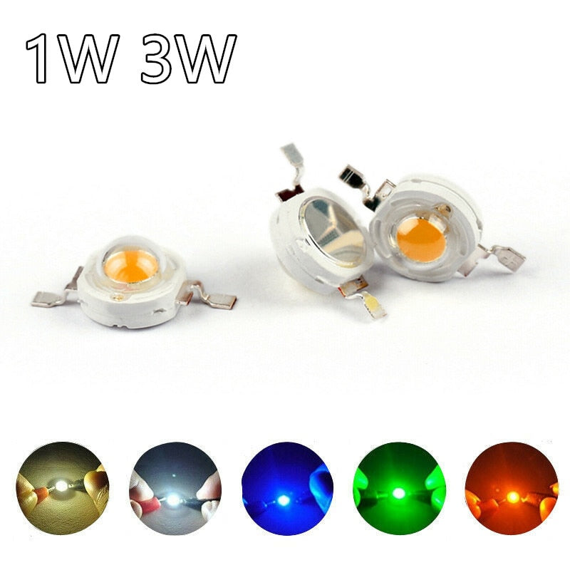High Power LED Light-Emitting Diode 10pcs 1W 3W LEDs Chip Warm White Cold White Red Green Blue For SpotLight Downlight Lamp