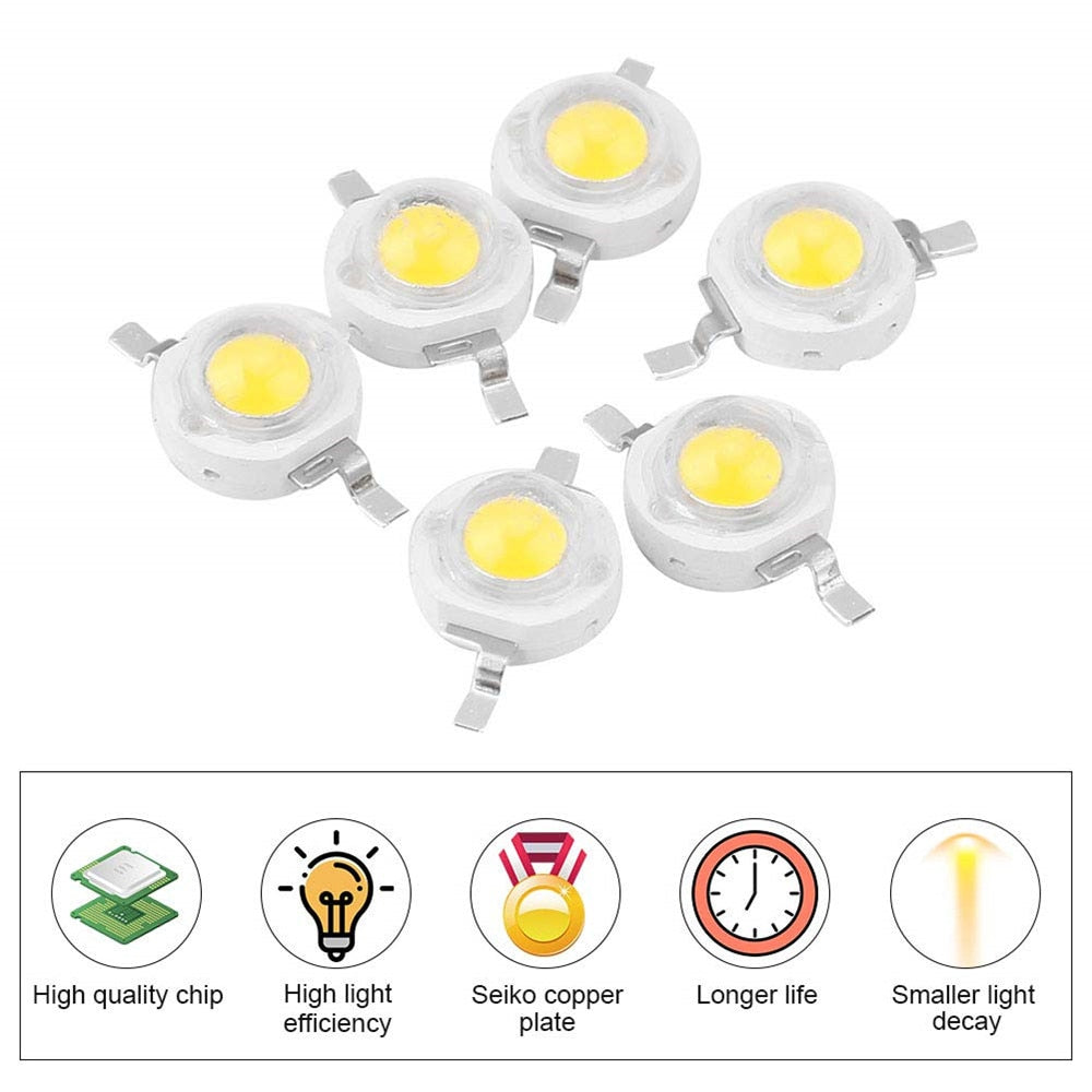 High Power LED Light-Emitting Diode 10pcs 1W 3W LEDs Chip Warm White Cold White Red Green Blue For Spot Light Downlight Lamp