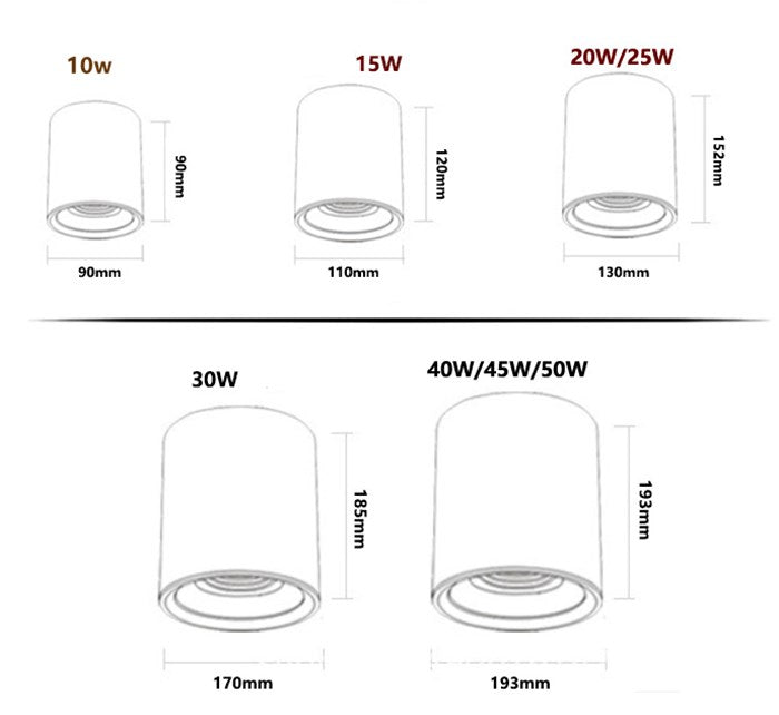 Surface Mounted LED COB Ceiling LED Downlight 10W 15W 20W 30W 50W 110V 220V Black White Round Indoor Lighting 3000K 6000K