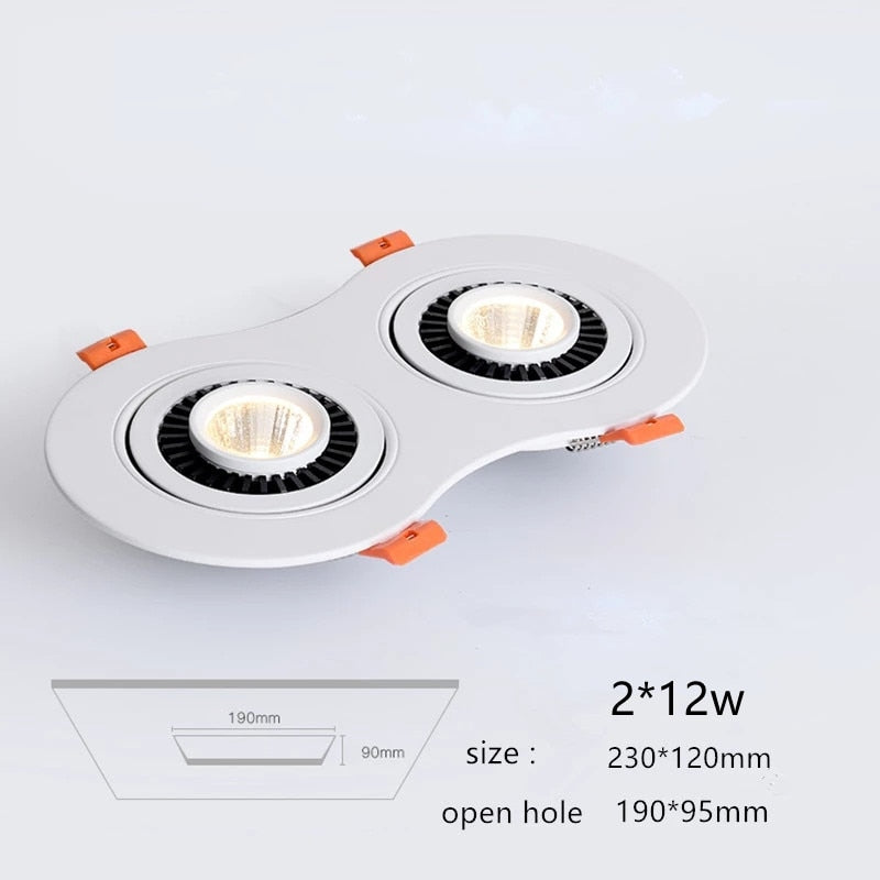 Dimmable Recessed Round LED Downlights  AC85-265V 5w 7w 12w 18w 24ｗ COB Ceiling Warm/Cold White Wash Wall Light RA90