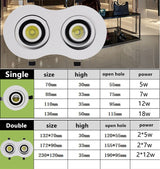 Dimmable Recessed Round LED Downlights  AC85-265V 5w 7w 12w 18w 24ｗ COB Ceiling Warm/Cold White Wash Wall Light RA90