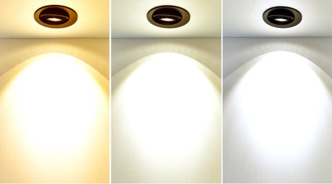 Dimmable Recessed Round LED Downlights  AC85-265V 5w 7w 12w 18w 24ｗ COB Ceiling Warm/Cold White Wash Wall Light RA90