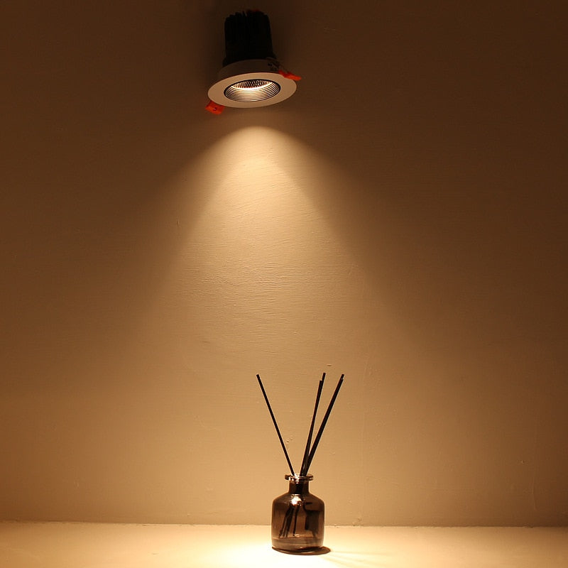 Dimmable Recessed Sconces Round Anti Glare COB LED Downlights 7W 9W 12W LED Ceiling Lights Background Indoor Lighting Lamps